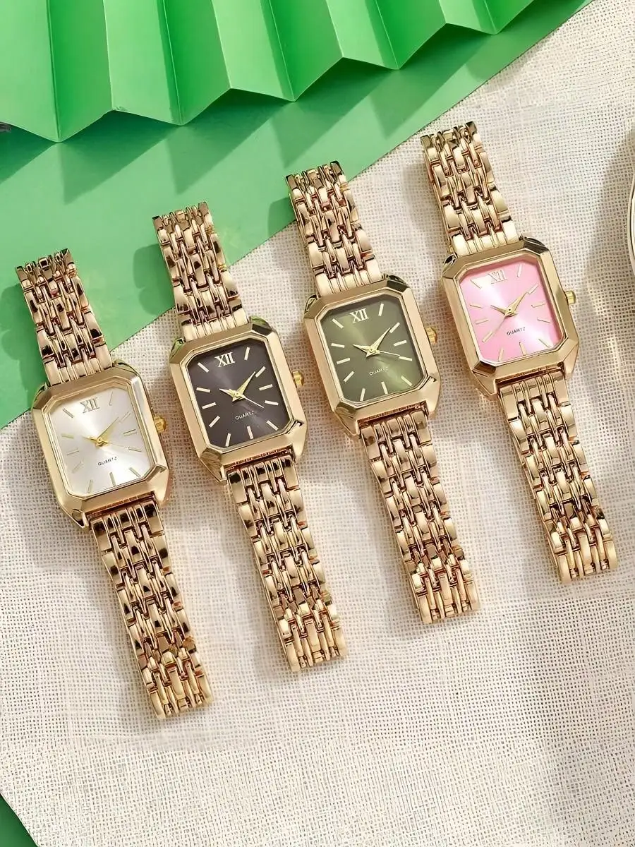 1 reloj de cuarzo para mujer, correa de acero inoxidable, decoración elegante y lujosa con diamantes de imitación, esfera cuadrada vintage minimalista, adecuado para uso diario, decoración de fiestas o como regalo del Día de la Madre o del Día de San Valentín para amigos y madres.