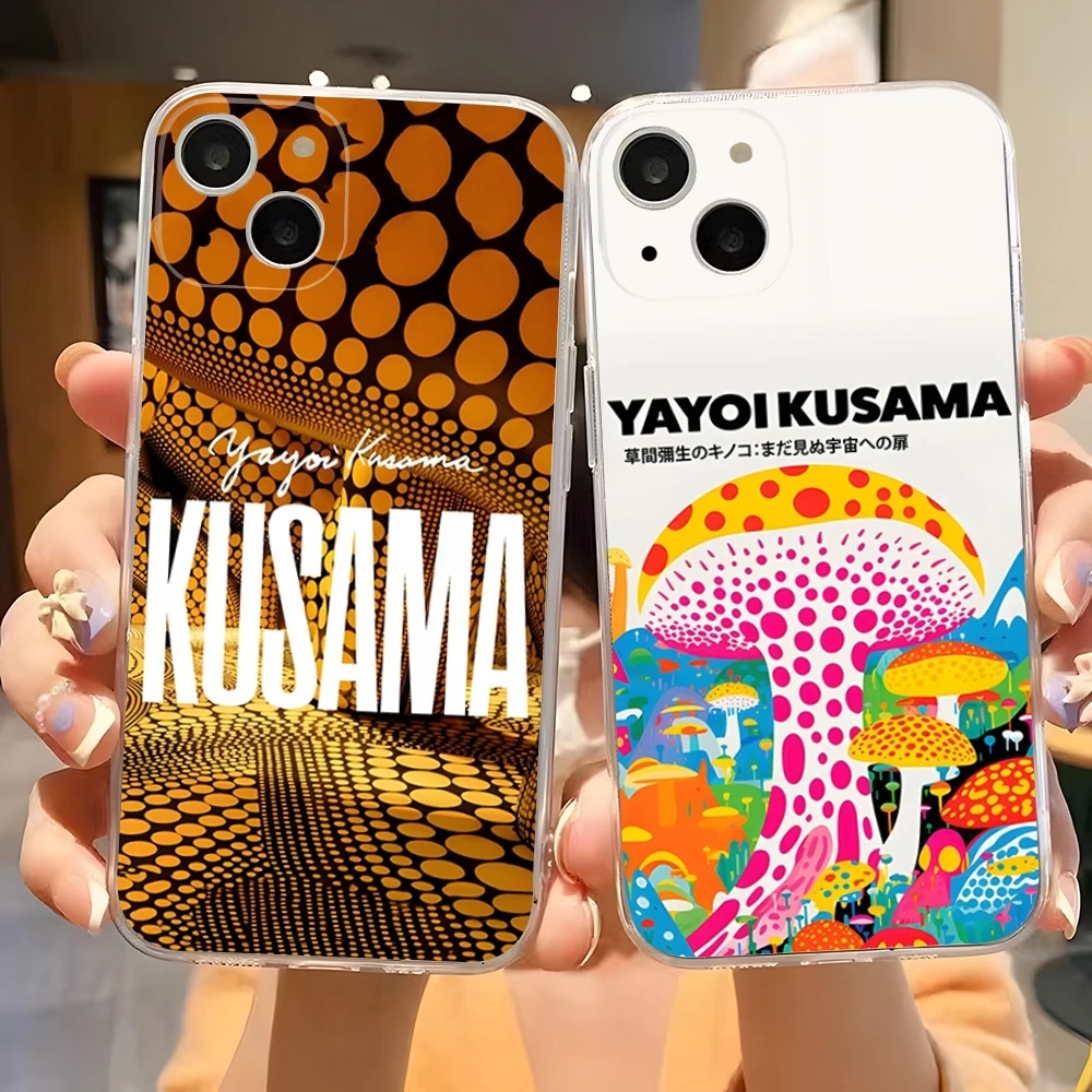 Yayoi Kusama Art Phone Case Transparent For Iphone 15 14 Pro Max 11 12 Pro 13 16 7 8 Plus X XR XS SE Back Covers