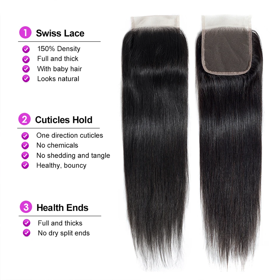 4X4 Water Wave Sluiting 12A Menselijk Haar Braziliaanse Vetersluiting Diepe Krullend Straight Body Wave Vetersluiting Remy menselijk Haar Sluiting