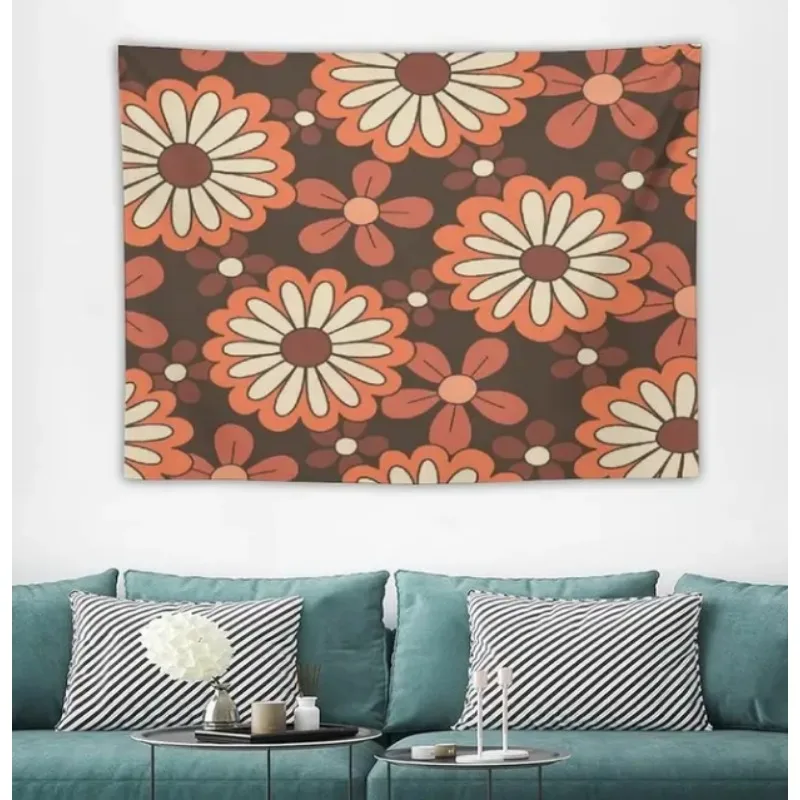 วินเทจแฟชั่นดอกไม้พรมแขวนผนังเหมาะสำหรับห้องนั่งเล่นห้องนอนหอพักตกแต่งตกแต่งบ้าน