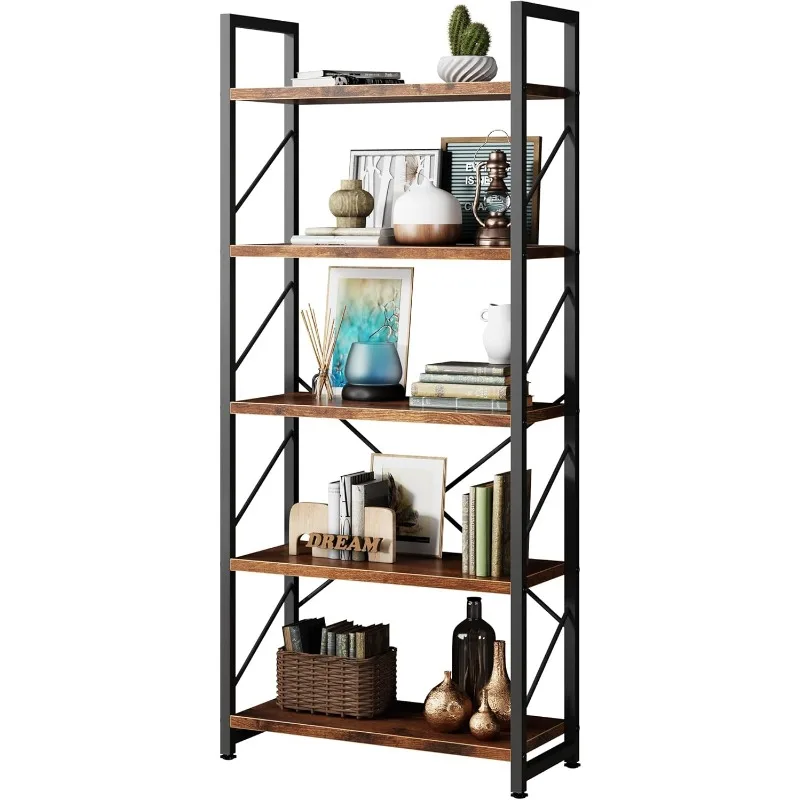 

Bookshelf, 5 Tier Bookshelves, Home Office Bookcase Shelf Storage Organizer, Free Standing Storage Shelving Unit for Bedroom