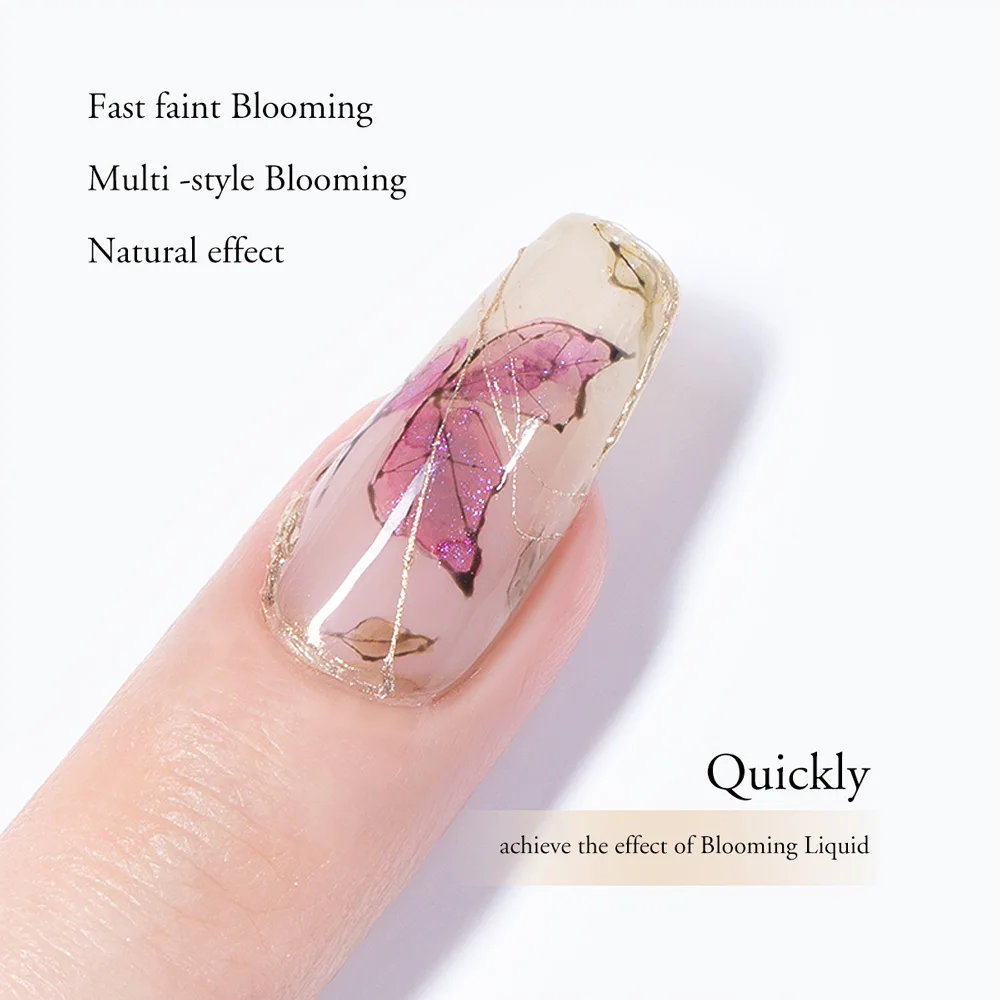 CANNI 9ml Blühende Nagelfarbe Goldene Rose Rosa Lufttrocknend Marmor Rauch Blase Aquarell Nagelflüssigkeit Handzeichnung DIY Gel Schnelltrocknend – Detail 9