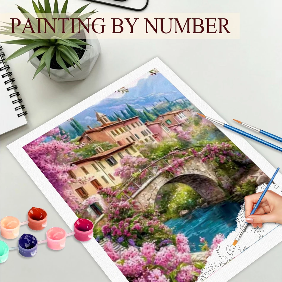 

GATYZTORY Harbor Painting By Numbers Handmade Diy Gift Landscape Abstract Kits Artwork