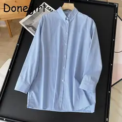 Donegirl Women Autumn 2024 New Women Long Sleeve Commute Loose Lapel Shirt Simple Casual Versatile Blouses Female Tops Chic