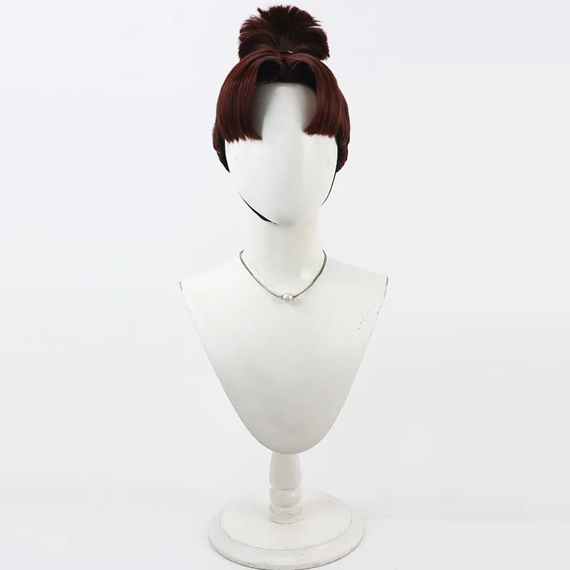 Peluca cosplay Mignon Nintama Rantaro Minamoto Kongo de una sola pieza estilo trenzado marrón rojo