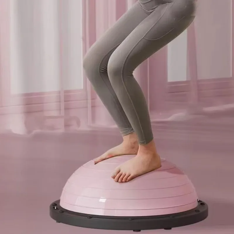 كرة تدريب توازن كرة اليوغا، تتميز بمقاومة وتصميم نصف كروي، مناسبة للاستخدام في صالات الصالات الرياضية المنزلية النسائية #4