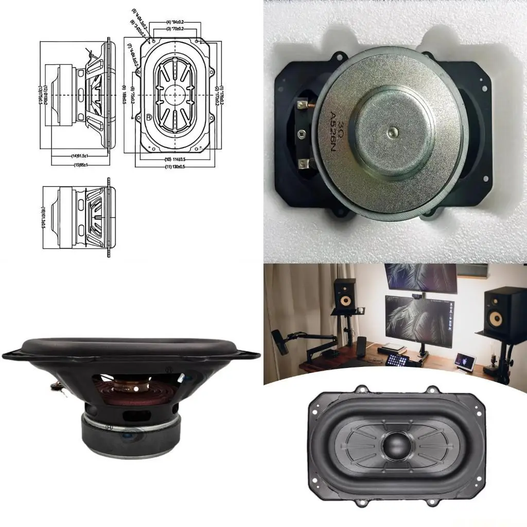 

E56B Овальный сабвуферный динамик НЧ-динамик С сильными басами, вогнутая чаша, 3 Ом, 100 Вт, 0,05–2 кГц