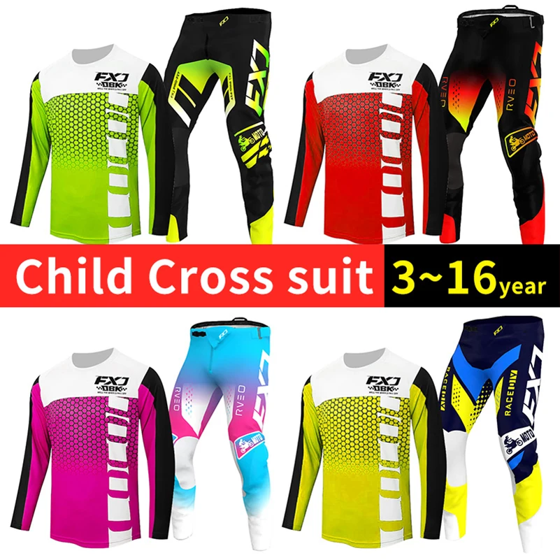 Motocross Jersey Pant Kits green yellow Enduro Mens Kits Women's girl cross Off-road Youth child boy MX MTB name number Adult ﻿