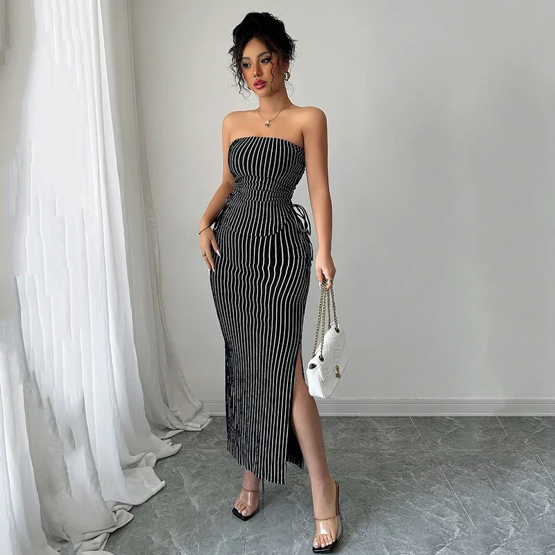 

Летняя новая простая юбка-труба, комплект из 2 предметов для женщин, сексуальный пуловер с открытой спиной на шнуровке, топы, посылка, юбки трапециевидной формы на бедрах, костюмы