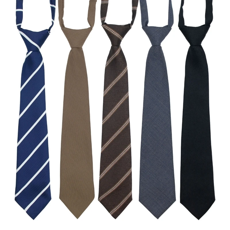 

Easy to Wear Zipper Neck Tie for Formal Event Free Knot Teens School Uniform Tie