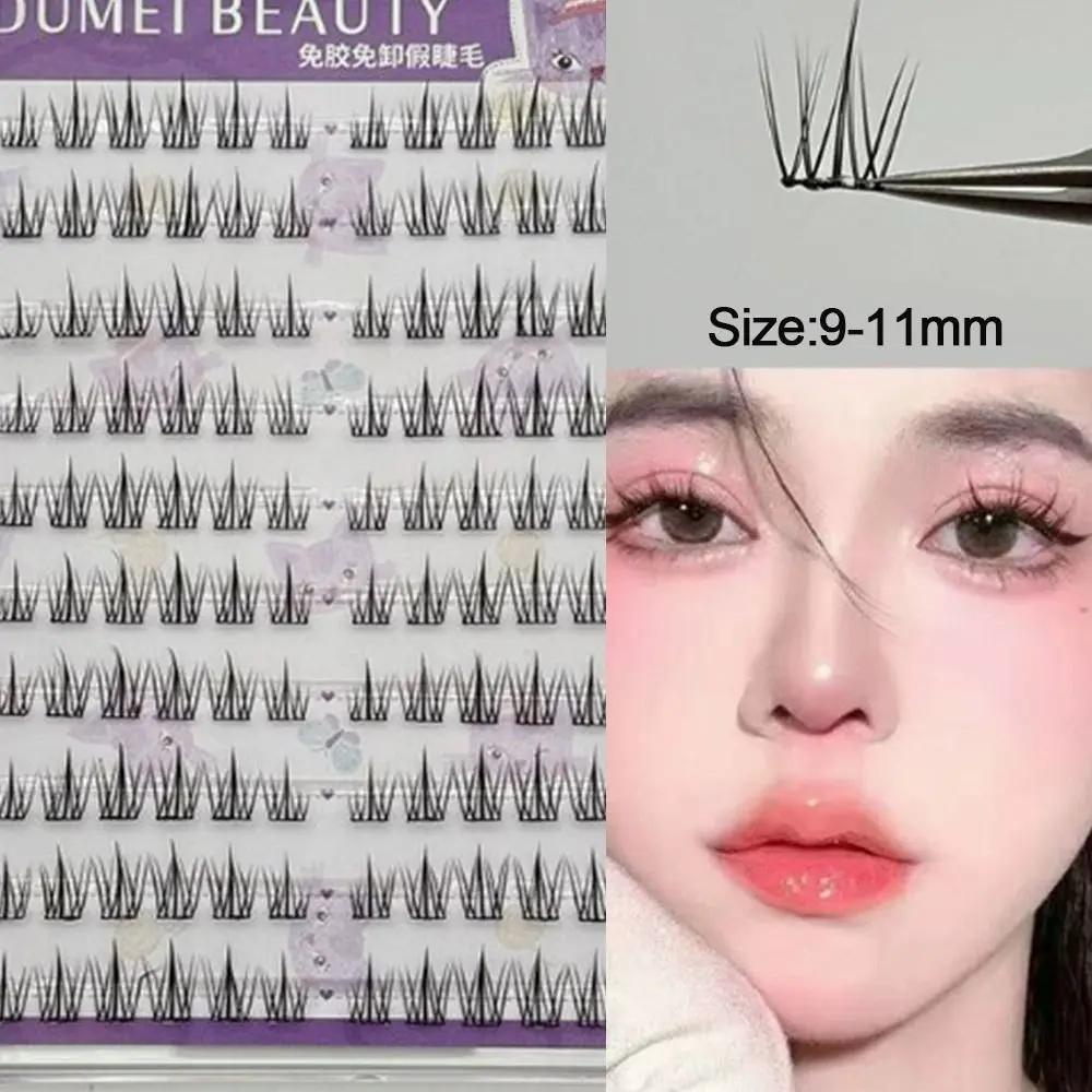高品質 再利用可能 粘着剤不要 つけまつげ 10列 個別まつげ クラスタまつげ
