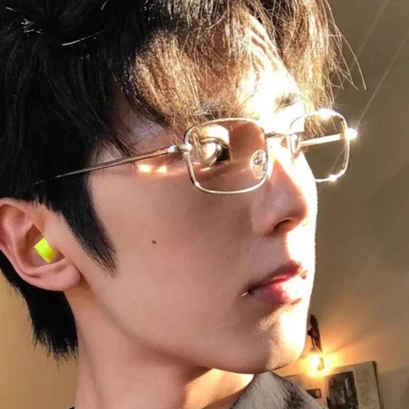 Women Transparent Square Eyeglasses Blue Light Blocking Glasses Fashion Metal Frame Glasses for Men Silver Computer Glasses