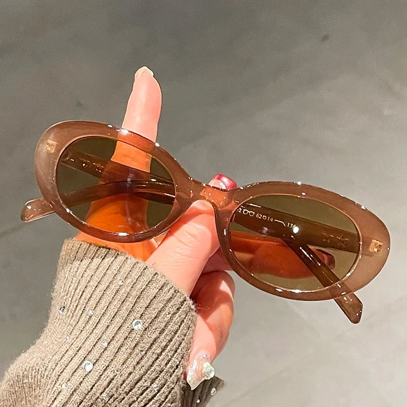 

New Luxury Brand Designer Oval Sunglasses Women For Men Fashion Vintage Trendy Sun Glasses Star Punk Pink Popular Shades UV400