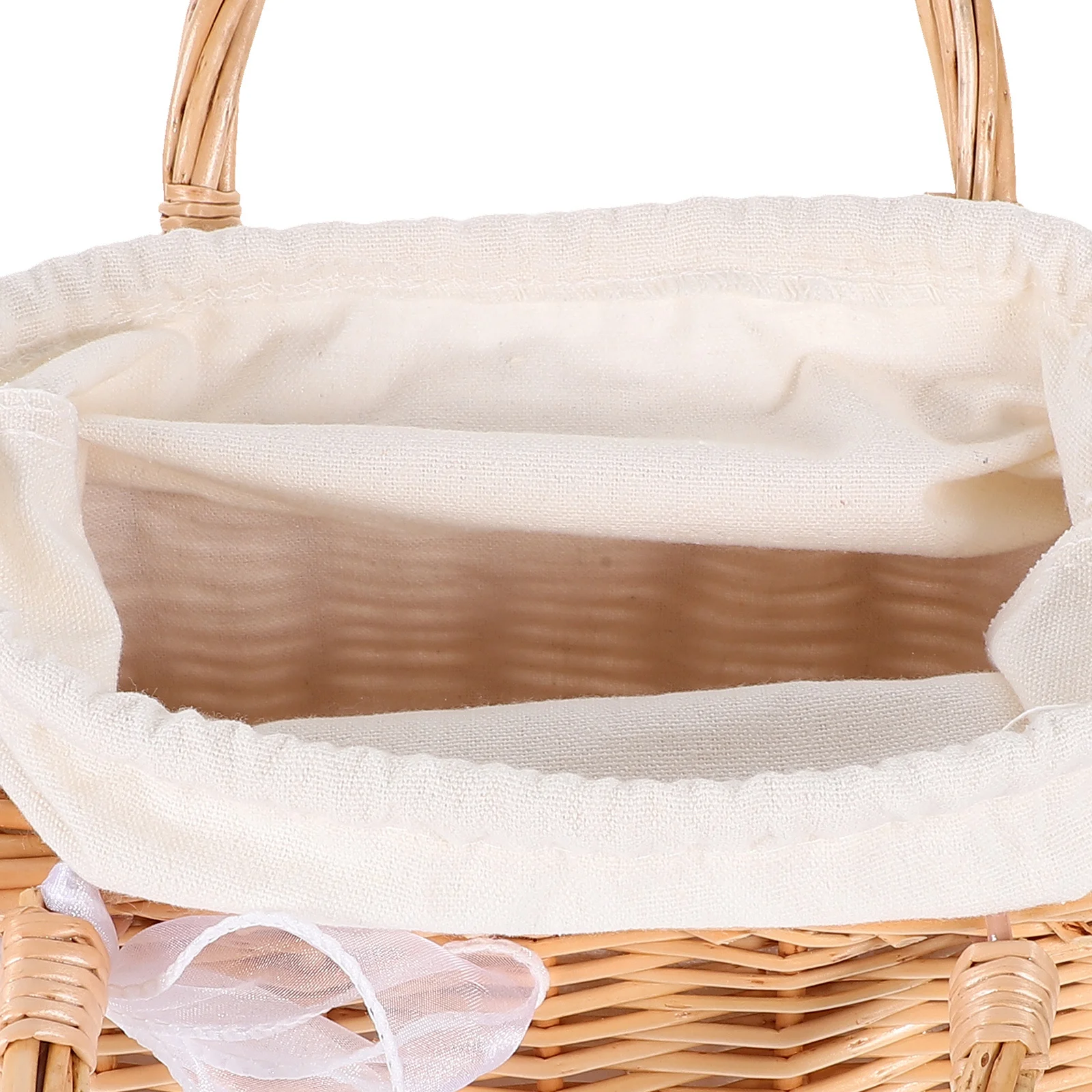

Wicker Woven Handbag Rectangular Flower Basket Ribbon Accents Storage Tote Bag Wedding Flower Arrangement Decorative