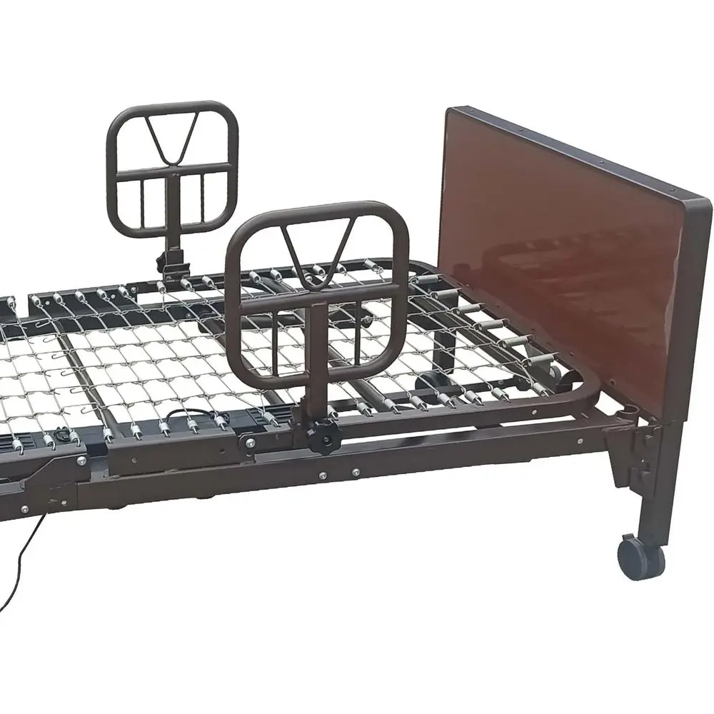 

Dual Metal Hospital Bed Rails - Safety Aid for Repositioning and Easy Access for Seniors and Elderly (Brown)