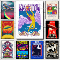 Led Band Zeppelin Poster Self-adhesive Art Waterproof Paper Sticker Coffee House Bar Room Wall Decor