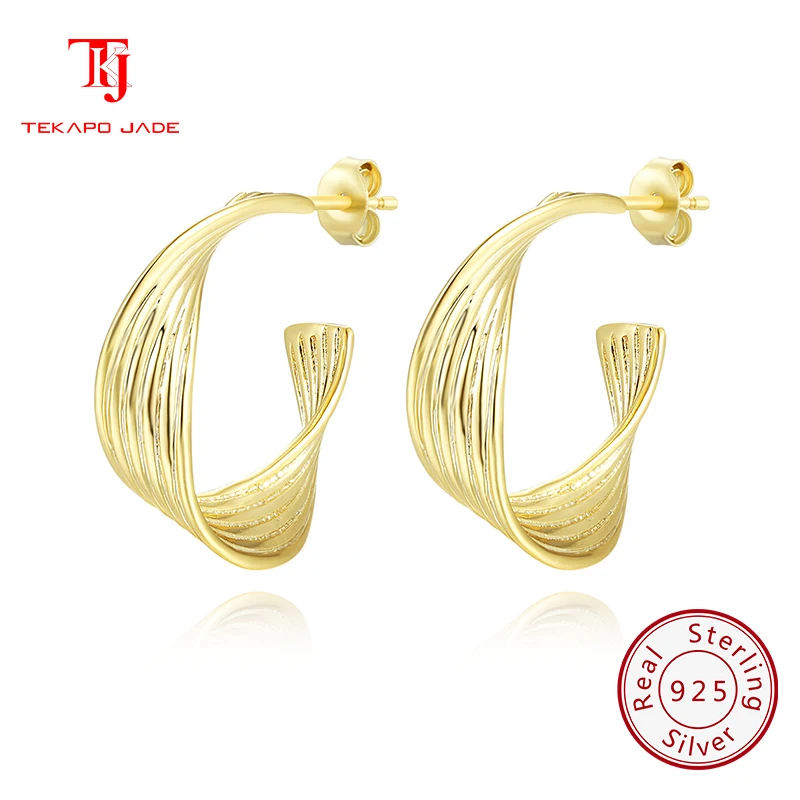 

TKJ JEWELS New 925 Sterling Silver twist Minimalist Simple Earrings for Women Fashion Drop Earrings Wedding Jewelry KE34298