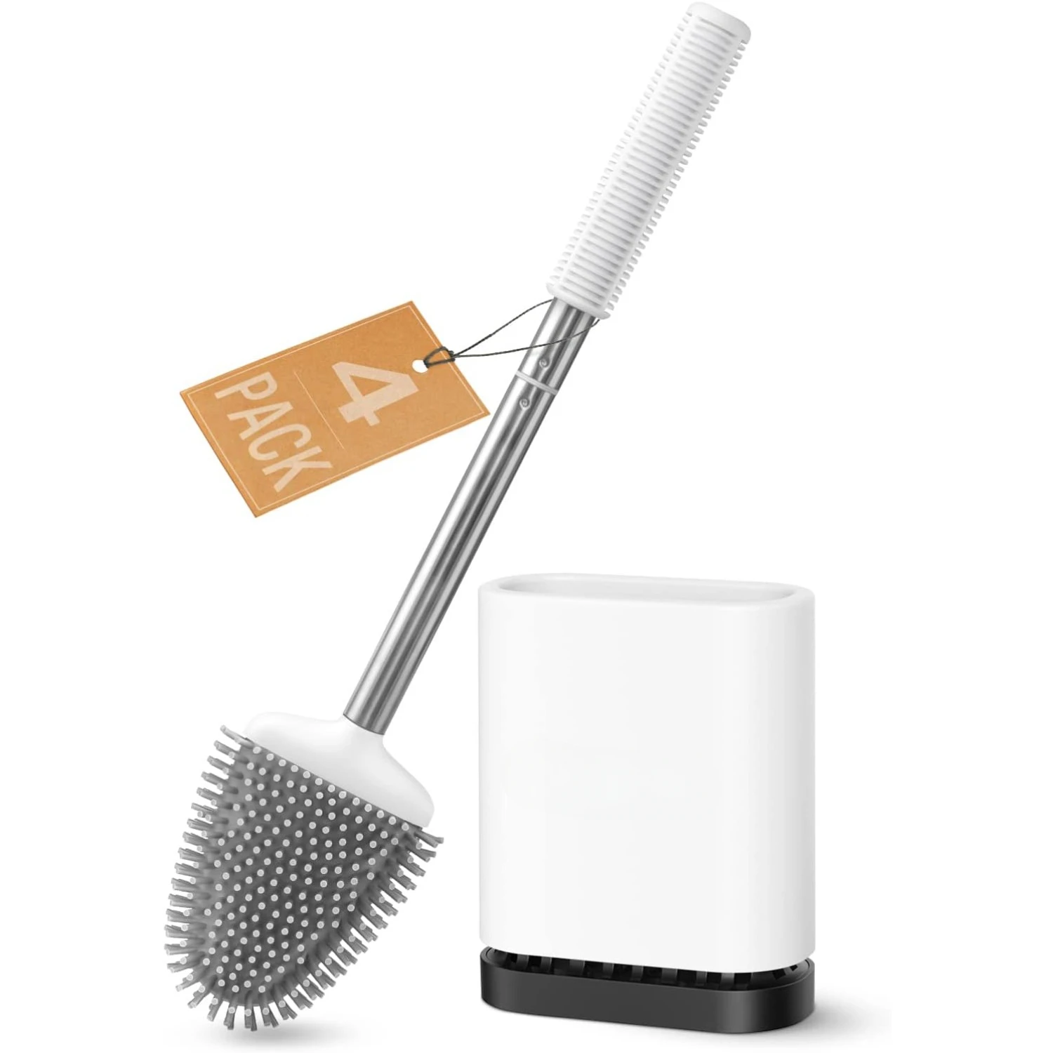 

Набор щеток для унитаза и держателей для ванной комнаты, гибкая насадка для щетки для унитаза с силиконовой щетиной, компактный размер (4 шт., многоцветный)