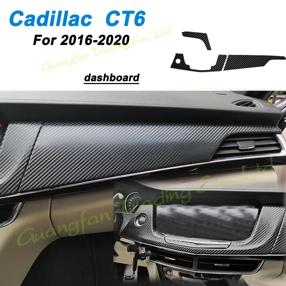 For Cadillac CT6 2016-2020 Interior Central Control Panel Door Handle 3D 5D Carbon Fiber Stickers Decals Car styling Accessorie