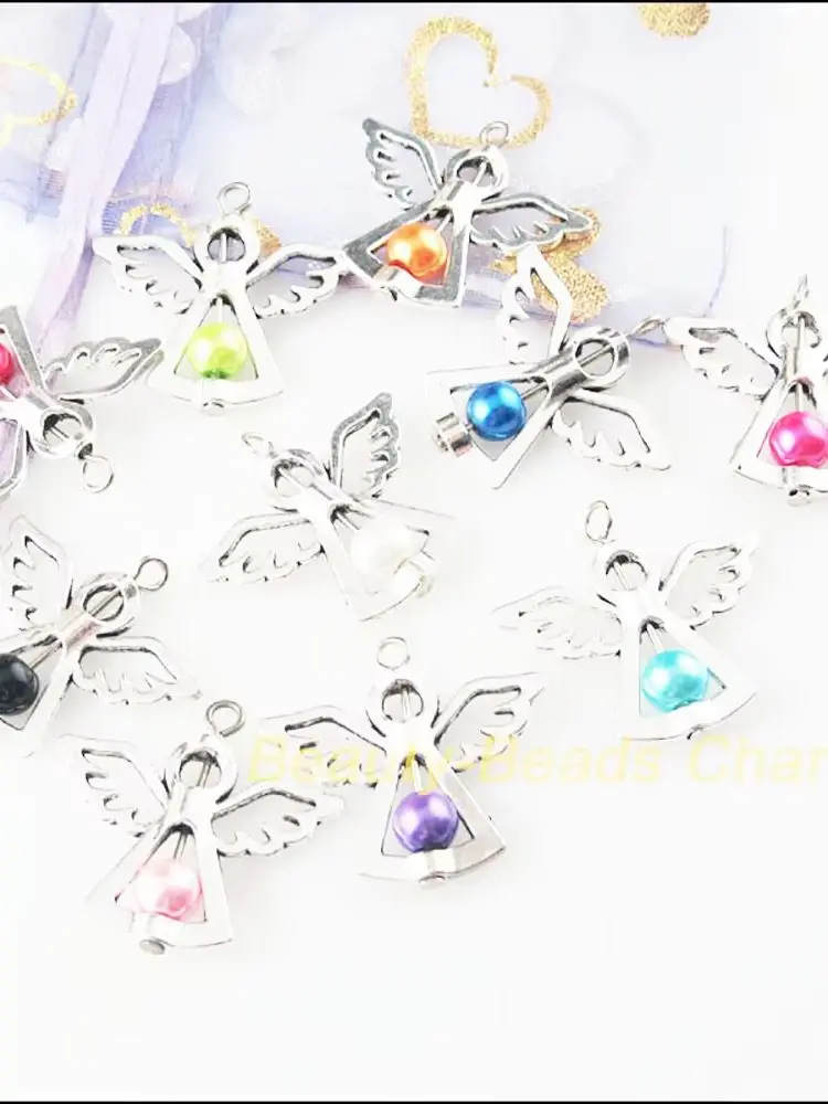 10 sztuk mieszane taniec szkło anioł skrzydła Charms zawieszki 29x37mm — zdjęcie 2