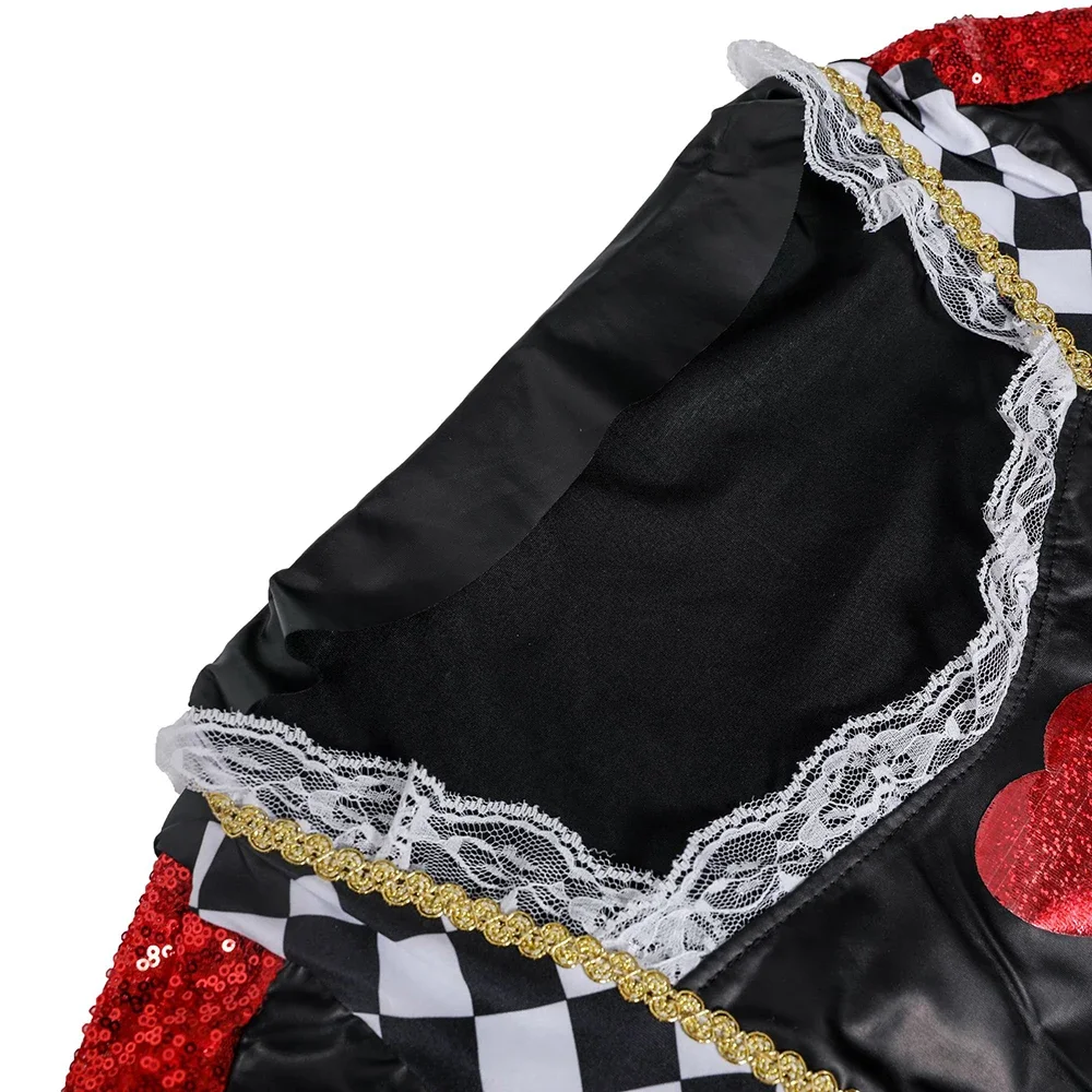 Halloween-Märchenkostüm Alice im Wunderland, Cosplay, Karnevalskostüm, Mardi Gras, Poker-Königin der Herzen, Kleid, Anzug, Maskerade – Detail 7