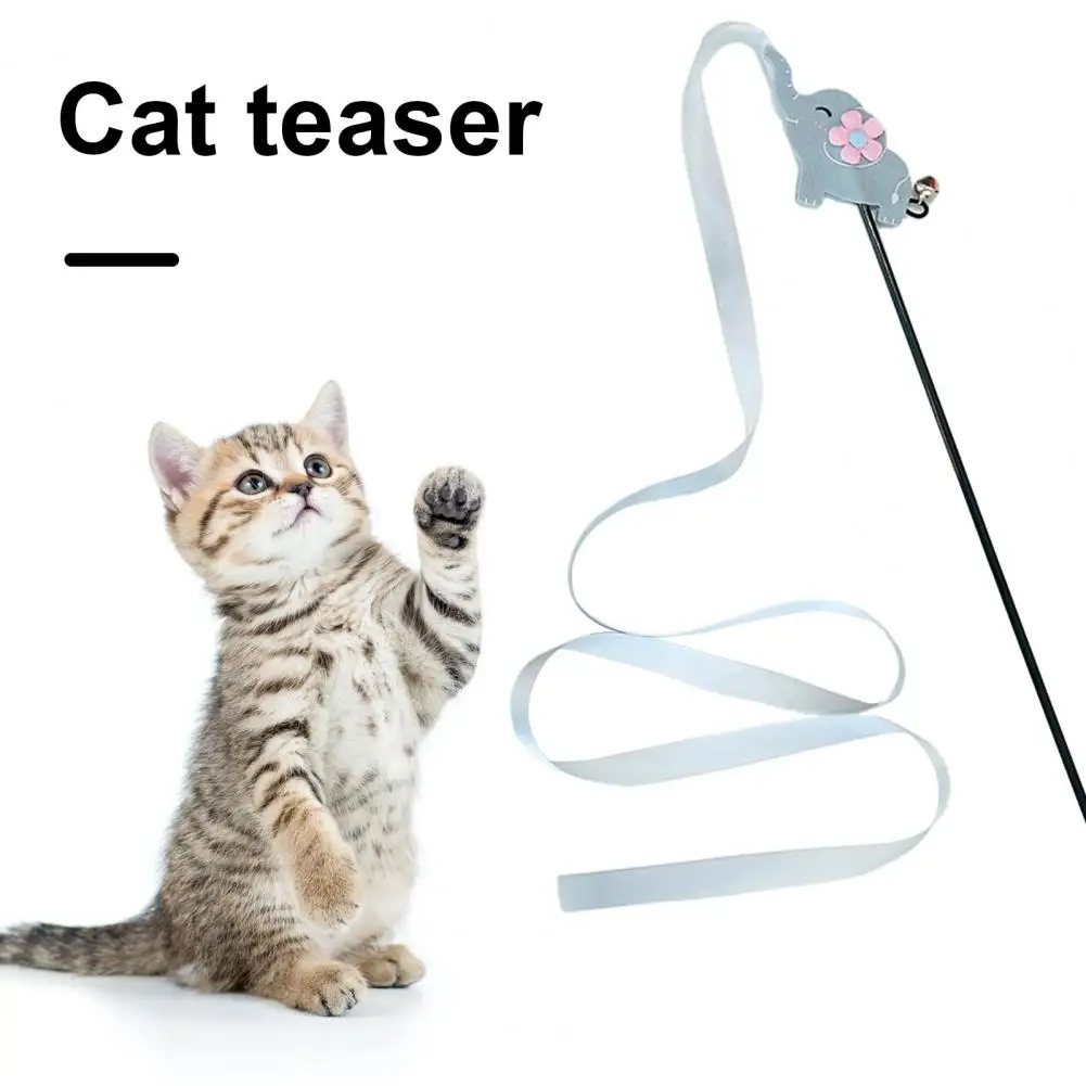 Durable Cat Toy Funny Cat Stick Bright Colored Cat Teaser Toy Chameleon Elephant Design for Entertaining Relieving Boredom