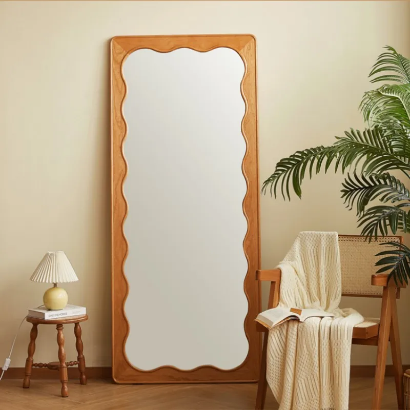 Piso de corpo inteiro japonês, madeira sólida, casa, internet, celebridade, madeira de cerejeira, espelho de comprimento total, quarto