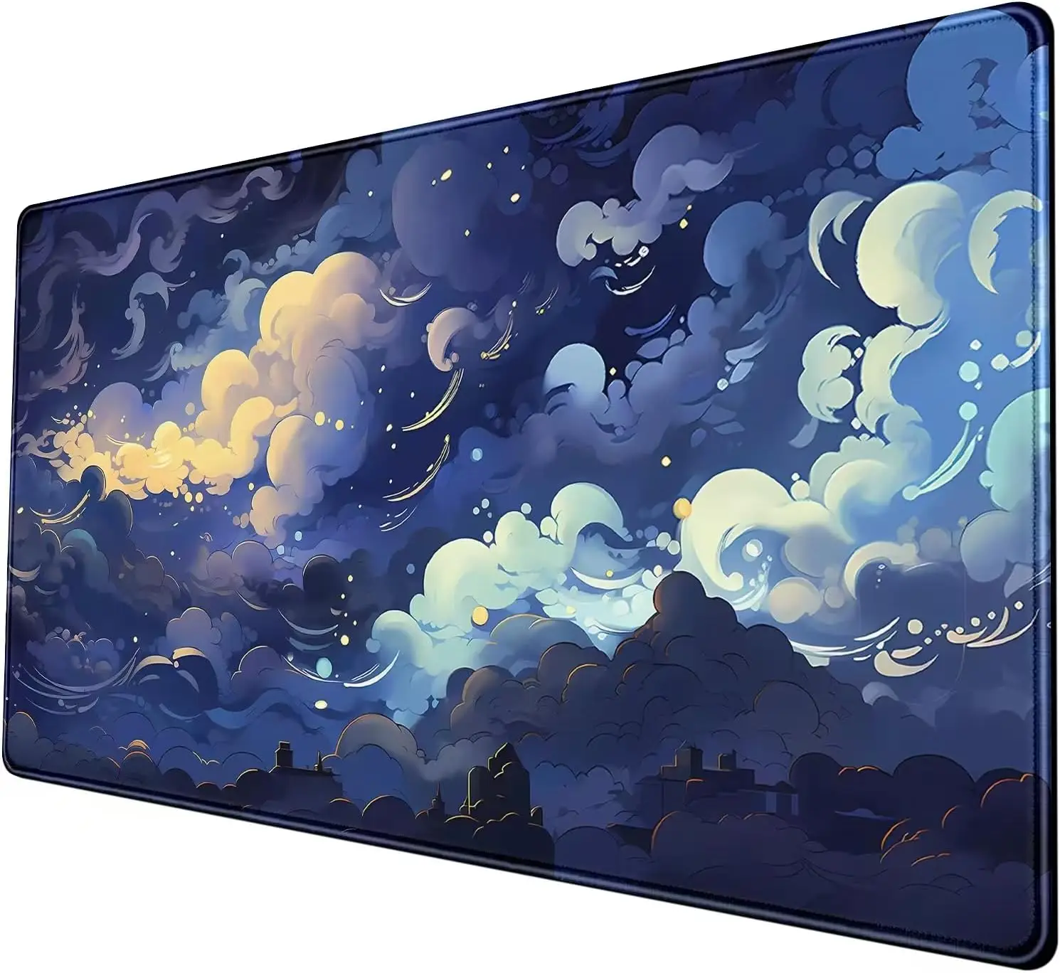 Schreibtischunterlage mit pastellblauem Himmel – Kawaii ästhetisches XXL-Mauspad für Gaming, Tastatur und niedliche Büro-Schreibtischdekoration