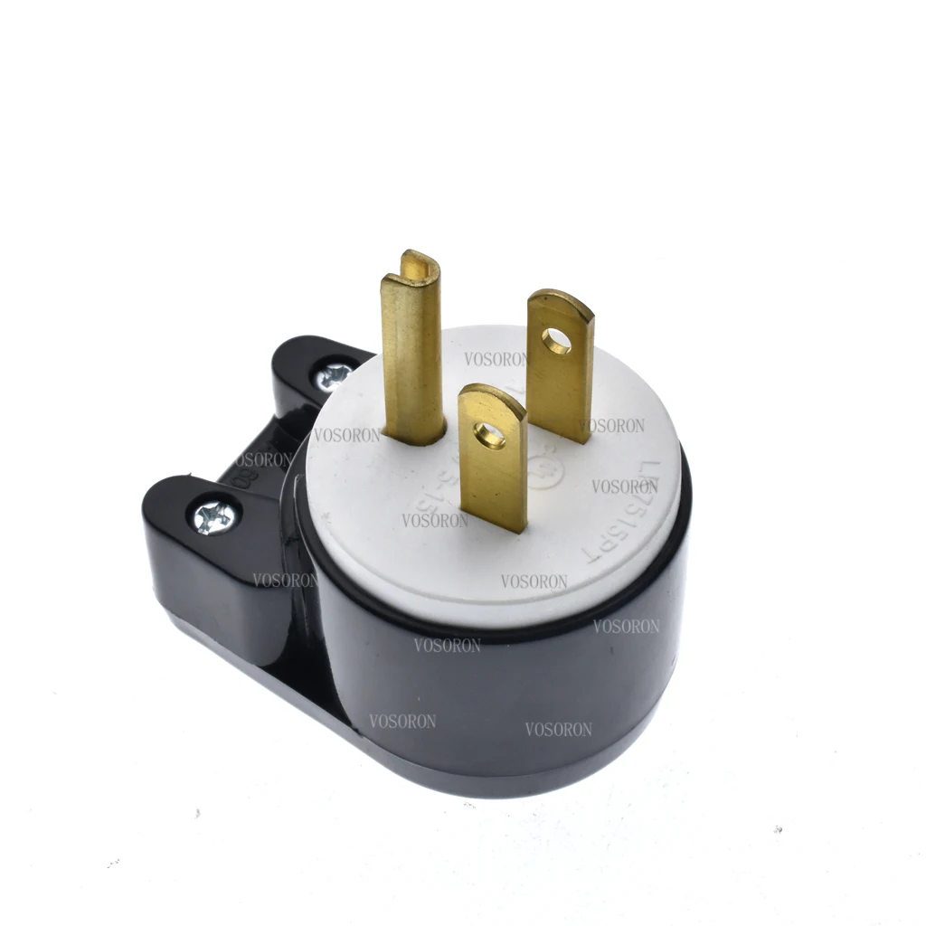 Right Angle Nema 5-15P 15A AC Plug, Easy Assembly 90 Degree USA Canada Male DIY Rewirable 12 Directions Adjustable AC Connector