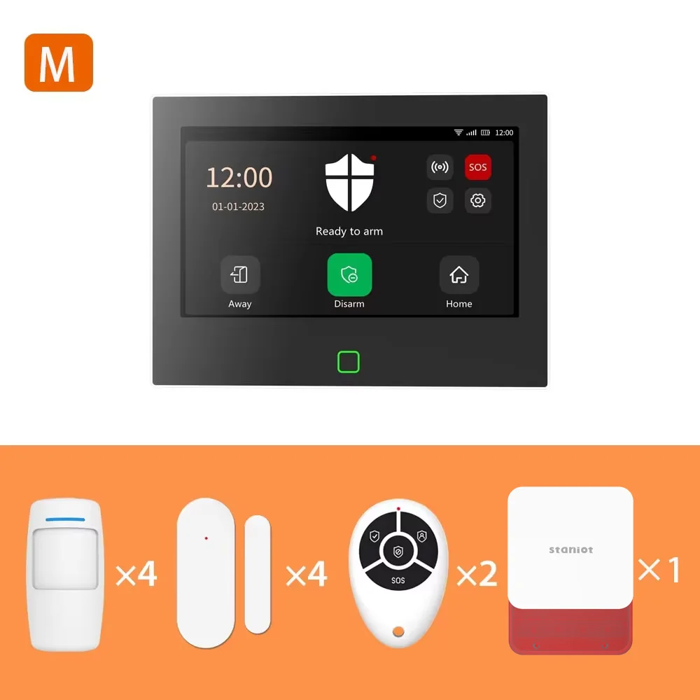 Staniot Originele 7 inch 4G WiFi Beveiliging Alarm Bescherming Kit Ingebouwde 5000 mAh Batterij Alexa Draadloos Smart Home alarmsysteem