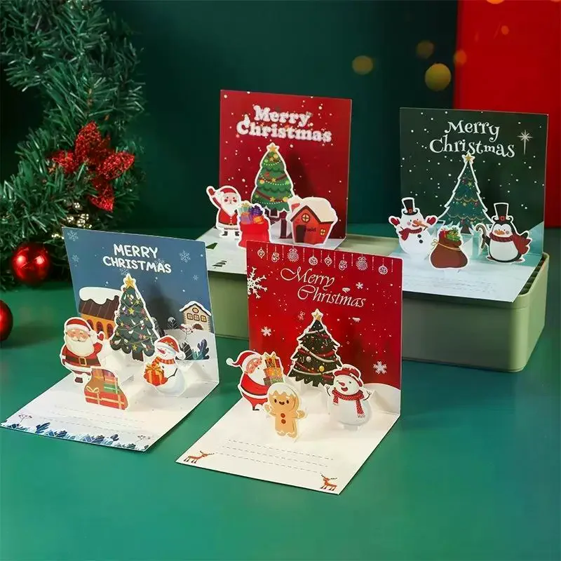 ثلاثية الأبعاد سانتا بطاقات المعايدة للطي عيد ميلاد سعيد أفضل التمنيات بطاقة هدية عيد الميلاد للعام الجديد نعمة شكرا لك بطاقة بريدية الديكور