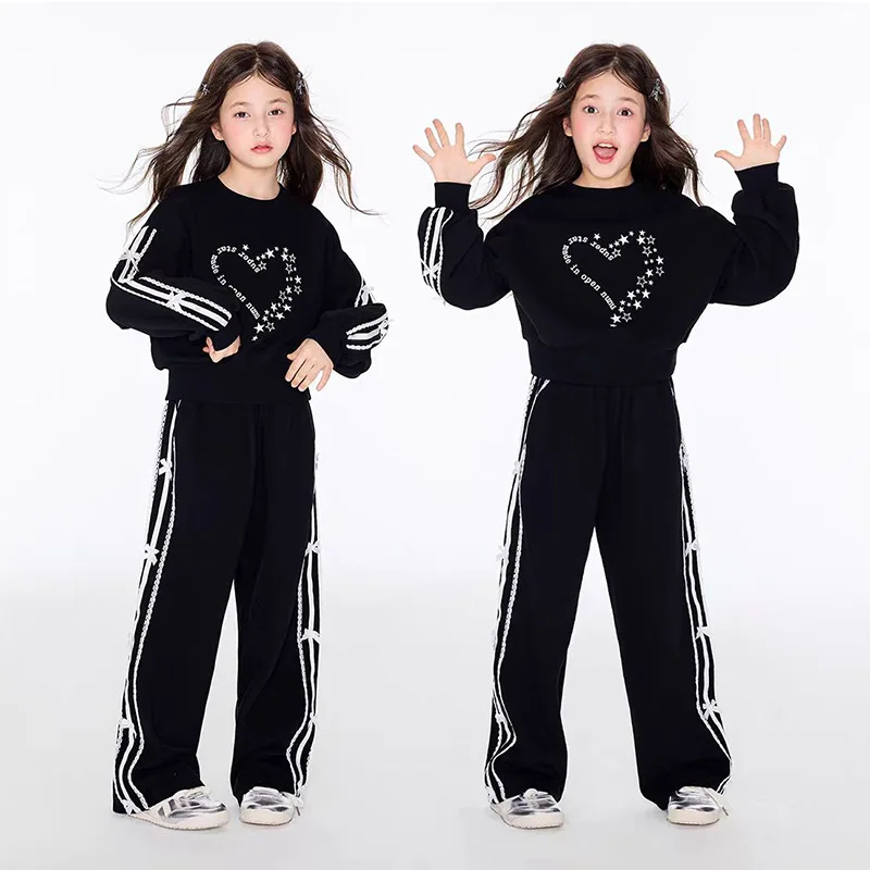 الفتيات ستار طباعة المحاصيل البلوز الشريط المشارب Sweatpant تجريب مجموعة أطفال المدارس 2 قطعة رياضية الأطفال عداء ببطء الزي 5-16 سنة