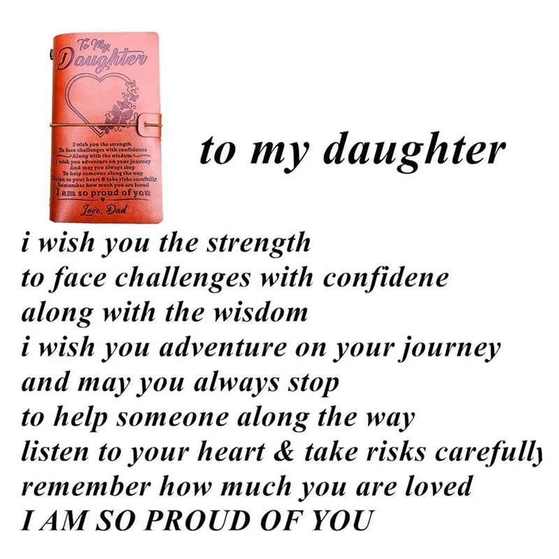 To My Daughter Leather Journal From 7.88X4.7Inch Embossed Vintage Refillable Writing Journal For Christmas,Birthdays