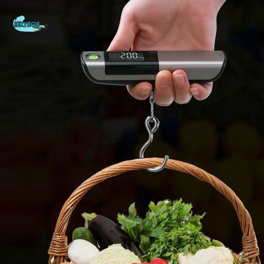 

Practical 50Kg/110Lb Hand Luggage Scale LCD Digital High-Precision Electronic Scale with Tape Measure Luggage Weigher Fishing