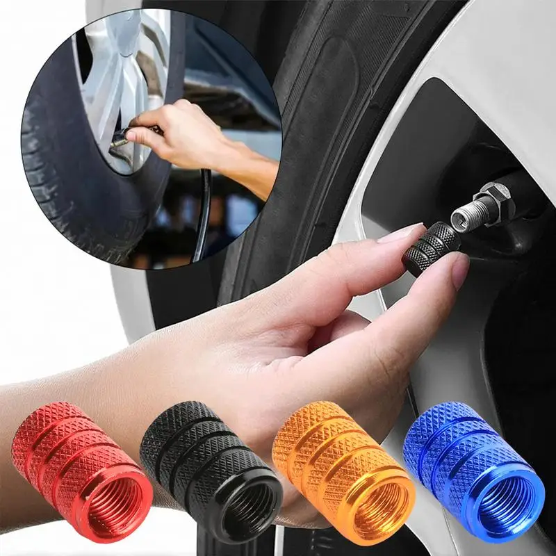 4pcs Car Tire Valve Caps Dust-Proof Aluminum Alloy Valve Caps Motorcycle Ire Sealing Ring Wheel Air Caps Cover