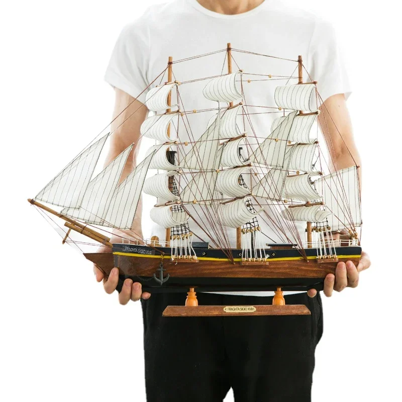 [ Assembled ] 60cm Large 3D Wooden Sailboat Model Craft Toys Sailing Boat Ship model collect home decor New Hose Gift to friend