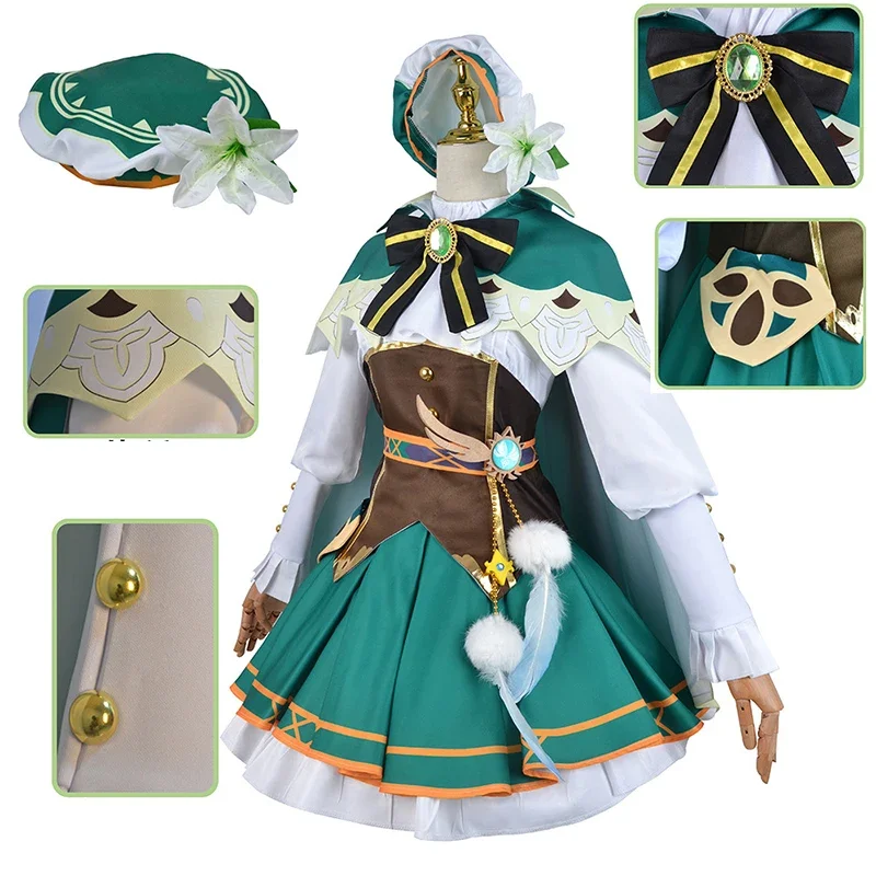 Twenty Cosplay Kostüm Genshin Impact Spiel Anime Requisiten Perücke Umhang Anzug Zubehör Halloween Party Maskerade Uniform Kleid Wendi