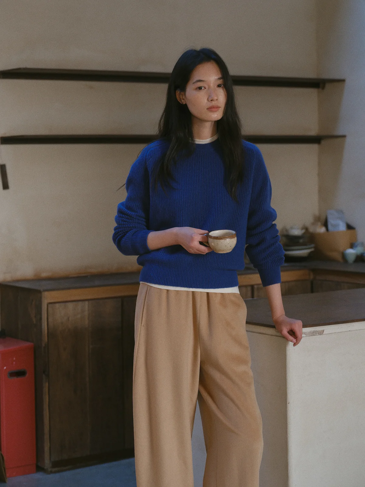 

00% Camere Thiened Double Tead Knitted Loose round Ne Pullover Sweater Simple Sle Women's Premium Quali New Arrival