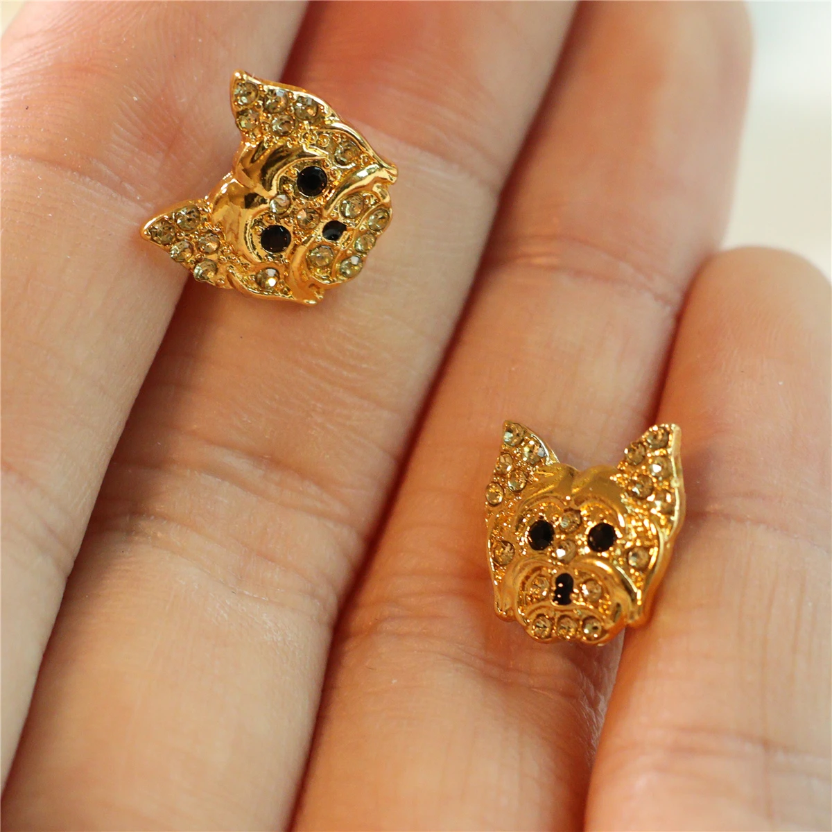 Creative Cute Golden Yorkshire Stud Earrings for Women Exquisite Pet Puppy Earrings Jewelry Birthday Holiday Gift for Dog Lovers