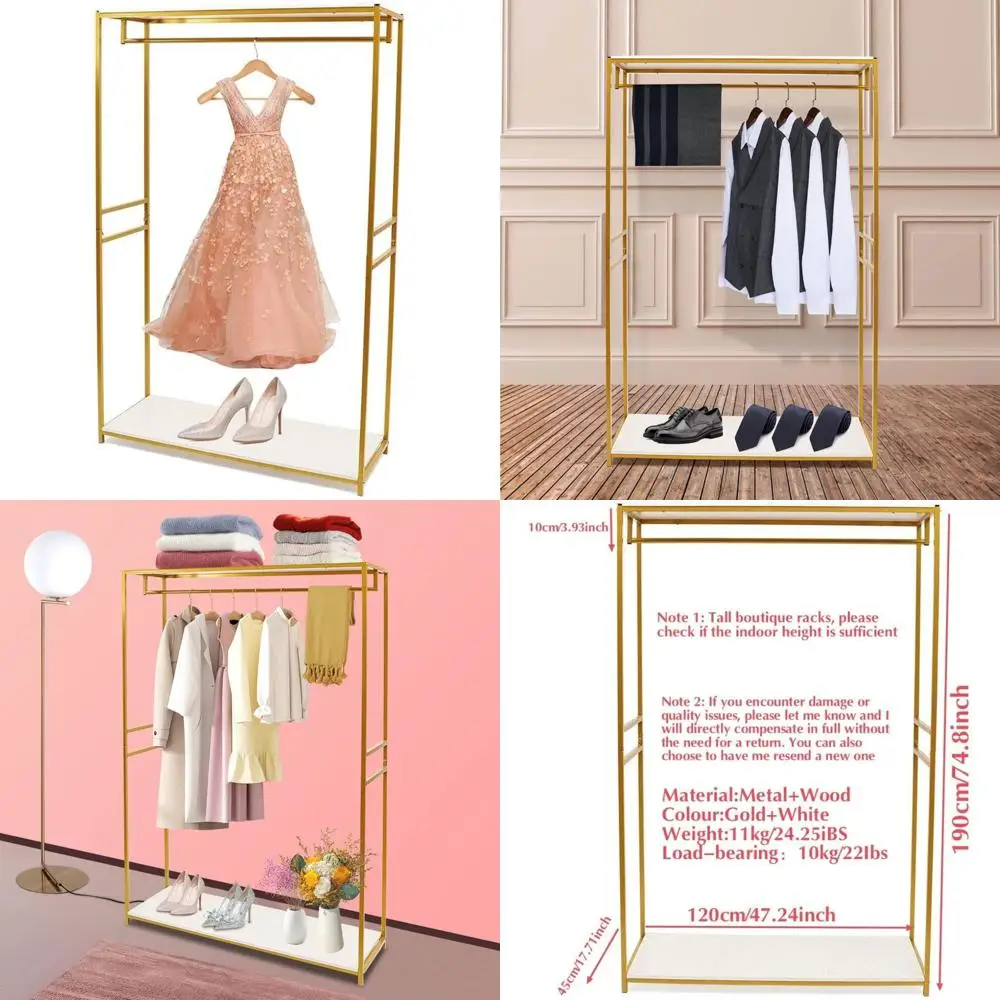 

Большие сверхпрочные металлические стеллажи для свадебных платьев с деревянными полками для хранения бутиков розничной торговли золотой одеждой