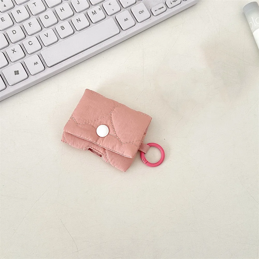 Cute Balletcore Heart Earphone Bag Korean Style Candy Color Headphone Storage Bag Soft Bluetooth Headset Earphone Case Gifts