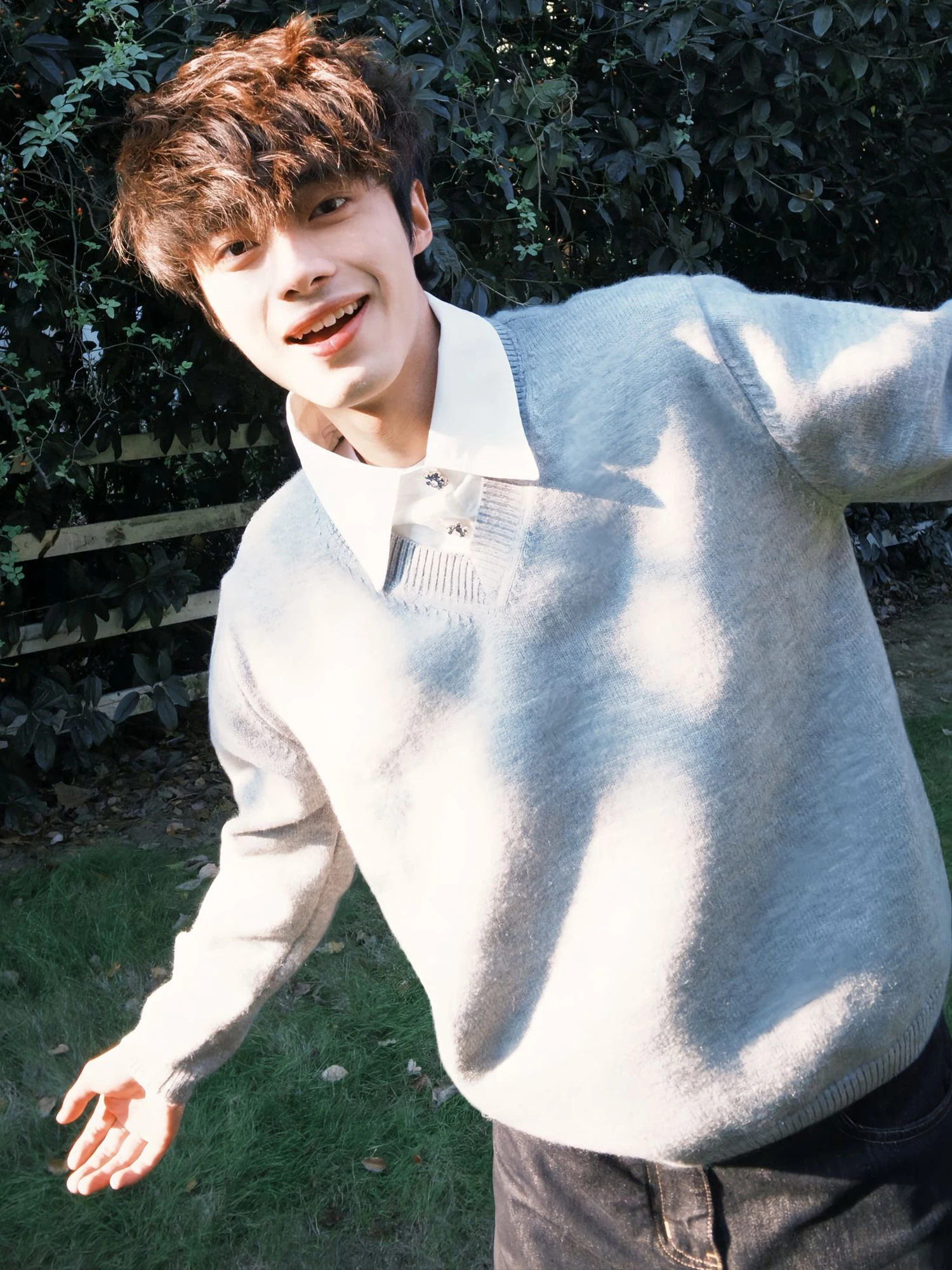 ay محبوك سترة V-Ne الرجال الخريف الشتاء الترفيه Aosphere كلية Sle طويلة Sve زر حتى تريكو غير رسمي #3