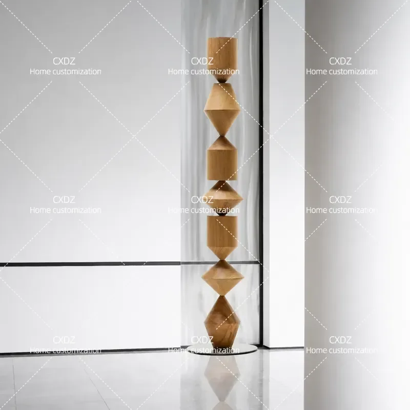 Infinity Pillar Wood Carving Floor Ornament Vertical Art Sculpture for Hotel Model Room Sales Office Entrance Soft Decoration