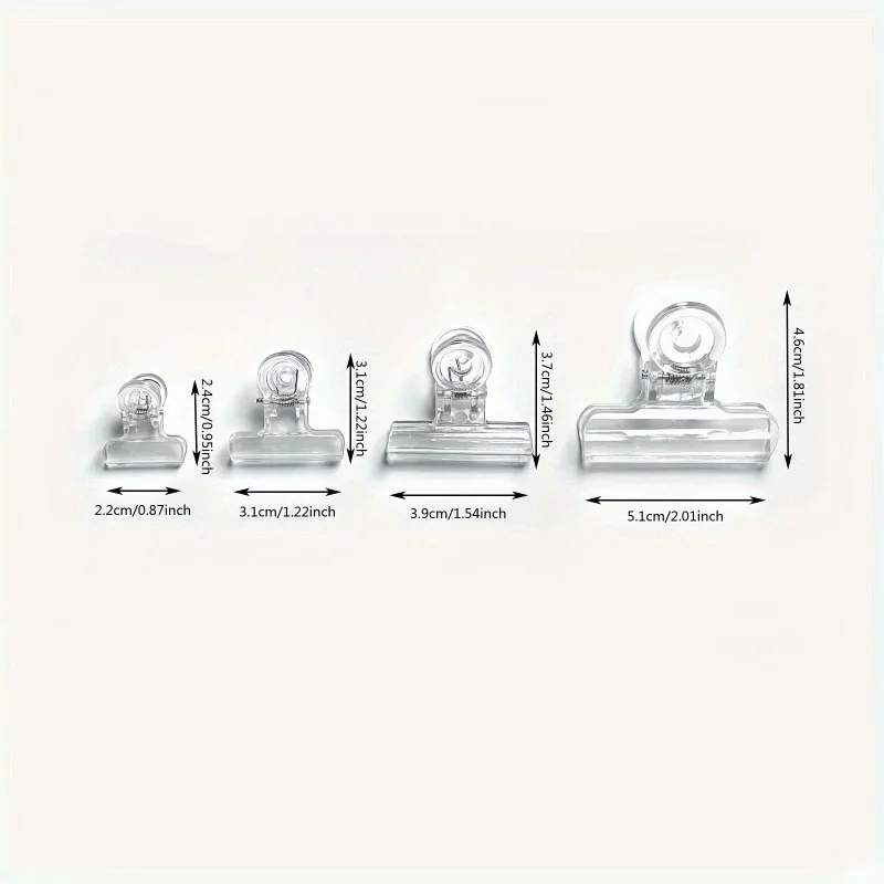 Plastic Bulldog Clips Assorted Sizes, Utility Paper Clamps, Hinge Clips for Home, Office Use, Chip Clips, Bag Clips, Food Clips