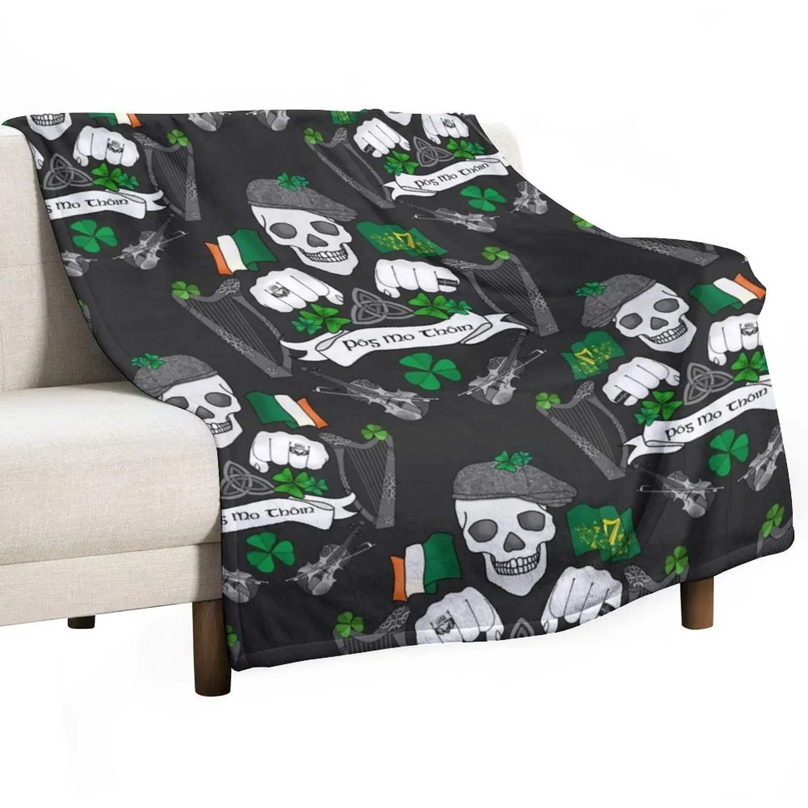 Irish Celtic Punk Rock Throw Blanket Blankets For Bed Camping Plaid Bed cosplay anime Plaid on the sofa Blankets