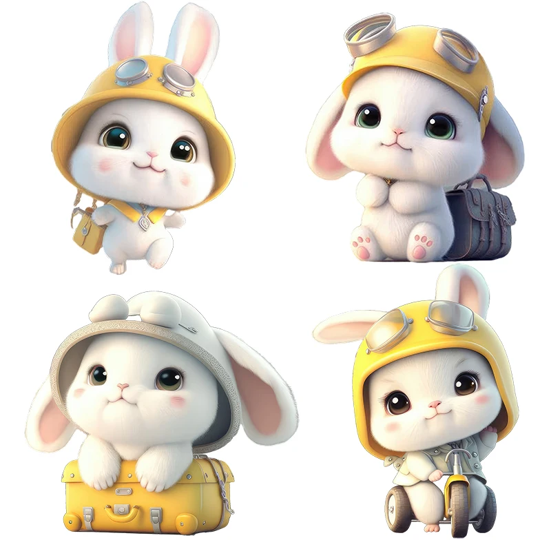 Three Ratels NHD5 Cute cartoon rabbit high-quality PVC self-adhesive wall stickers luggage and furniture decals