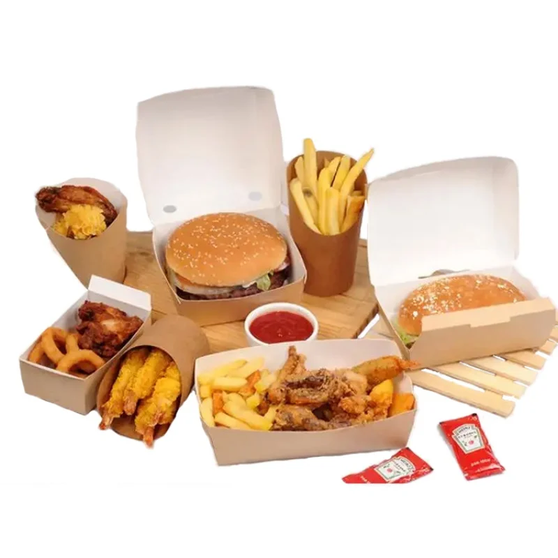 Kunden spezifisches Produkt benutzer definiertes Logo recycelbare Kraft papier Hamburger Verpackungs box billige Burger Box