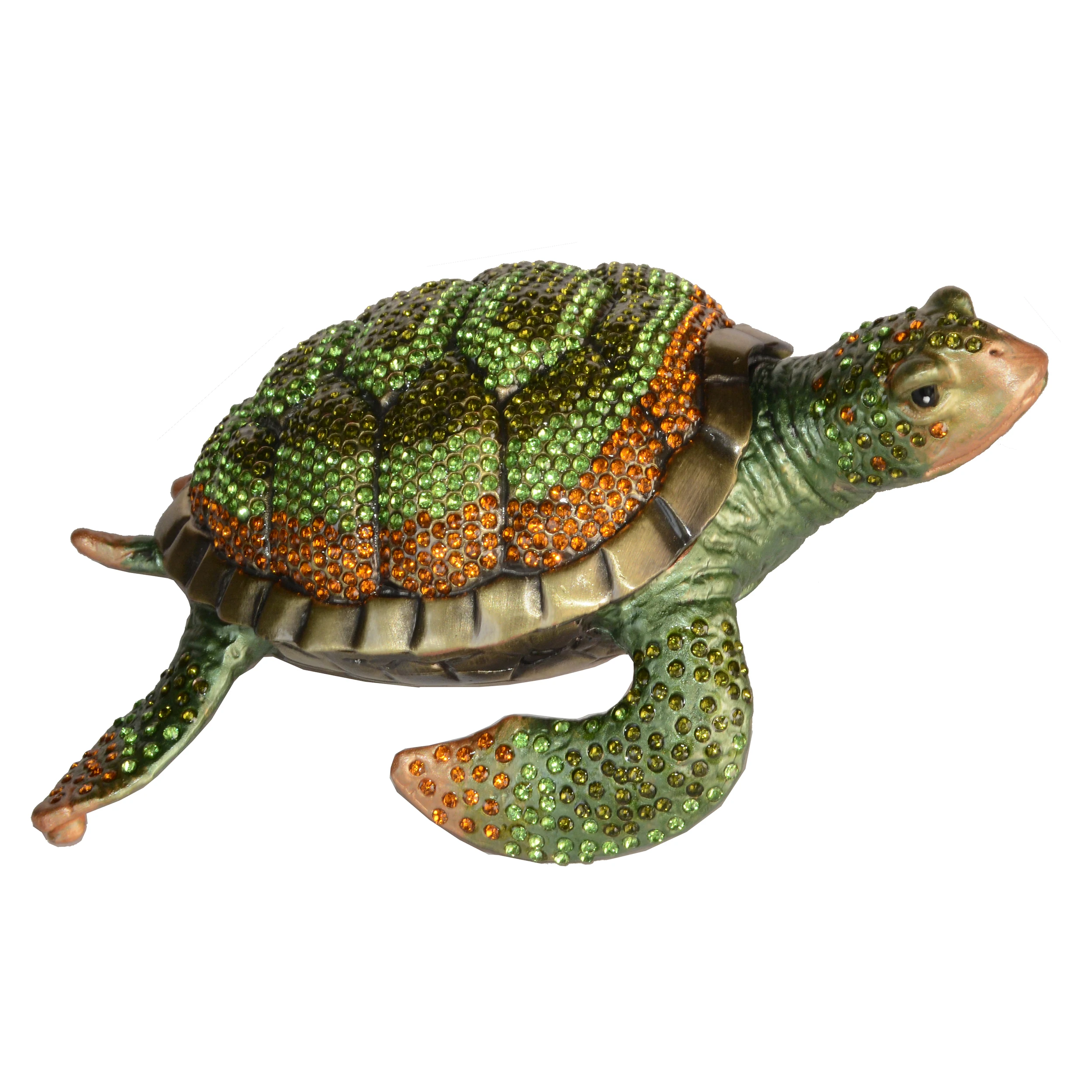 

Crystal Bejeweled Sea Turtle Hinged Trinket Boxes Enameled Ring Holder Unique Gift Animals Figurine Ornaments Home Decor
