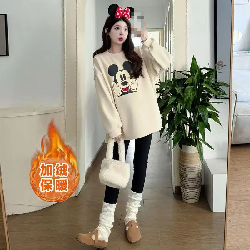 Women's Warm Sweatshirt Autumn and Winter New Style Girls Fashionable Thickened T Shirt Loose Student Bottoming Shirt Sweet Tops
