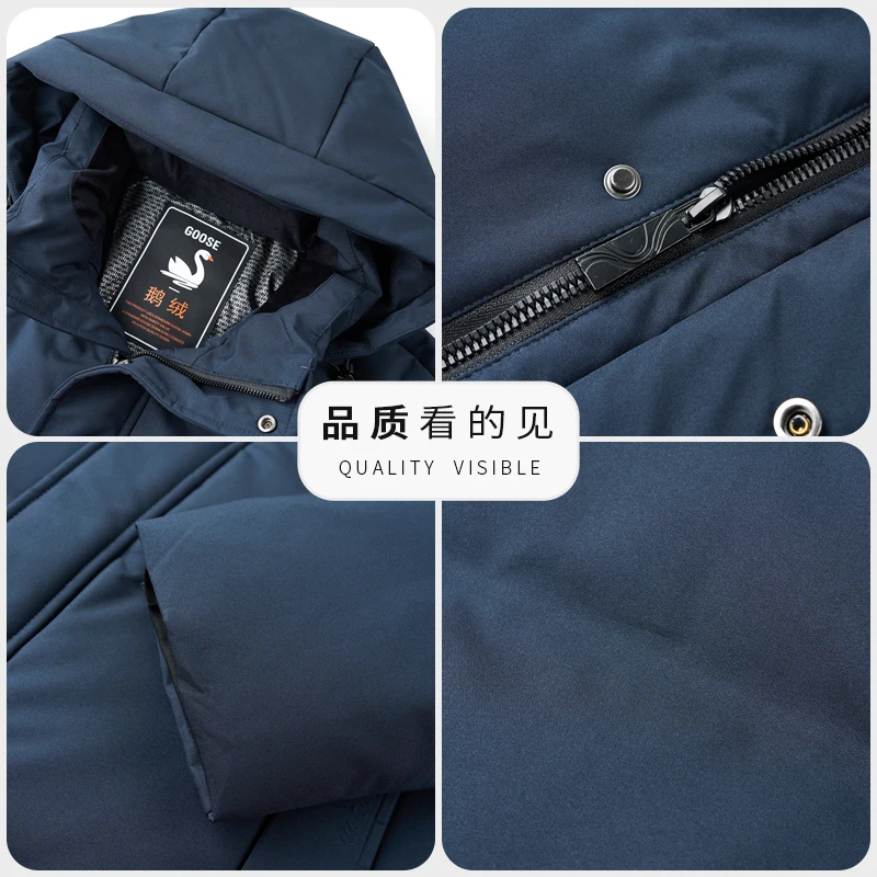 Настоящая 85% куртка-пуховик на гусином пуху, мужская роскошная зимняя уличная ветрозащитная толстая теплая куртка, мужская классическая куртка на гусином пуху